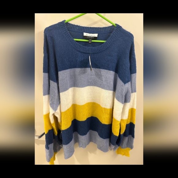 NWT ELOQUII Elements Plus Size 26/28 Striped Sweater with Balloon Sleeves - Picture 4 of 6